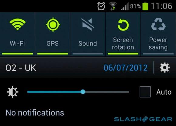 Brightness option in Samsung Galaxy S3 