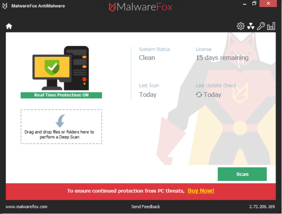 MalwareFox Review - Dashboard UI