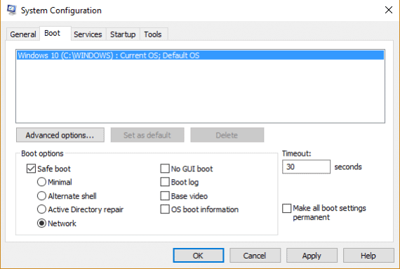 Safe Mode Boot Options