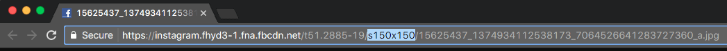 remove s150x150 from the Instagram profile image url