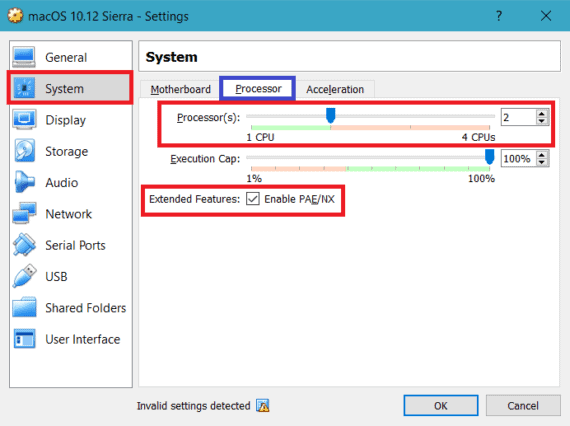 Processor Settings