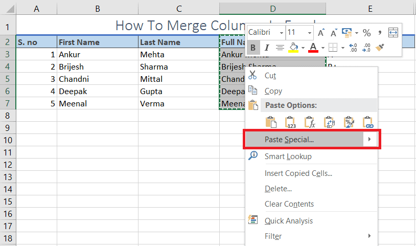 How To Merge Two Columns In Excel Using Formula Printable Templates