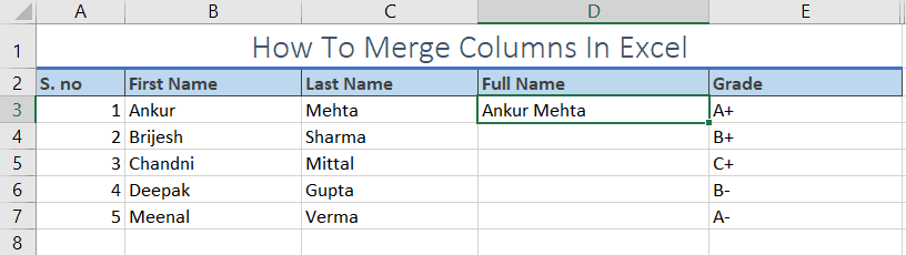 How To Merge Columns in Microsoft Excel Without Data Loss