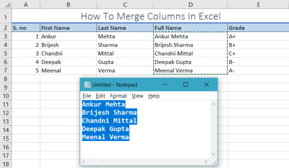 how do i merge cells in excel without losing data