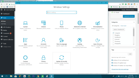 check updates to solve windows 10 taskbar not working issue