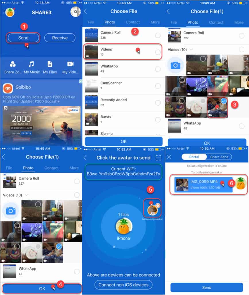 step by step procedure to send large videos from iPhone to Android Devices