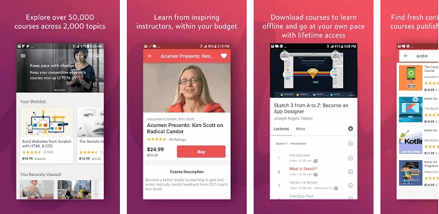 Udemy educational app for Android