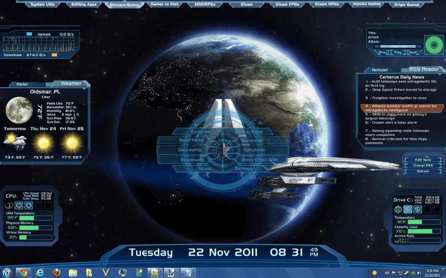 Mass Effect Rainmeter Skin