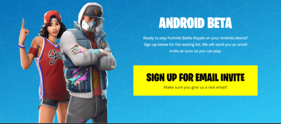 Sign up for email invite to play Fortnite on your Android as Beta