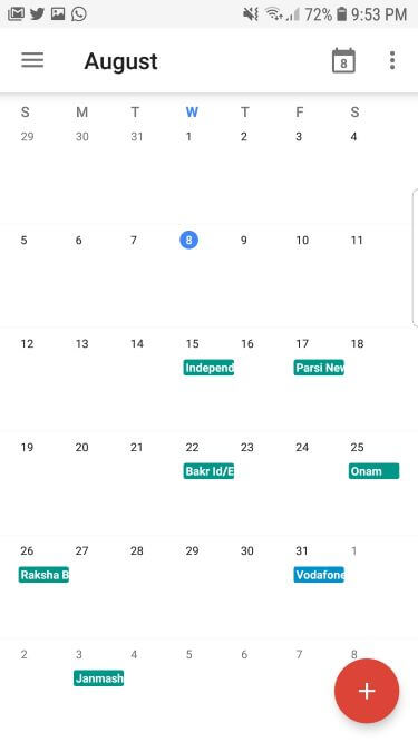 Google Calendar app for Android with simple interface