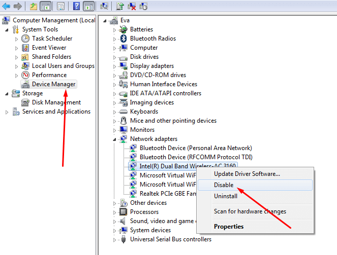 Disable and re-enable the network adapter to solve internet connection is limited problem