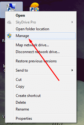 Right click My Computer and and Choose Manage