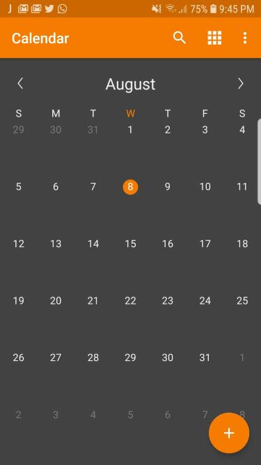 Simple Calendar app for Android with simplistic UI