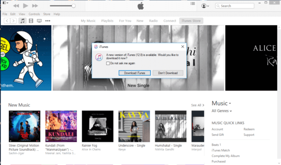 Click on Download Update to update iTunes to latest version