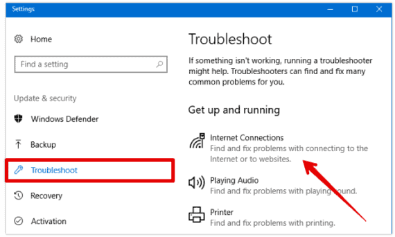 Windows 10 troubleshooting screen