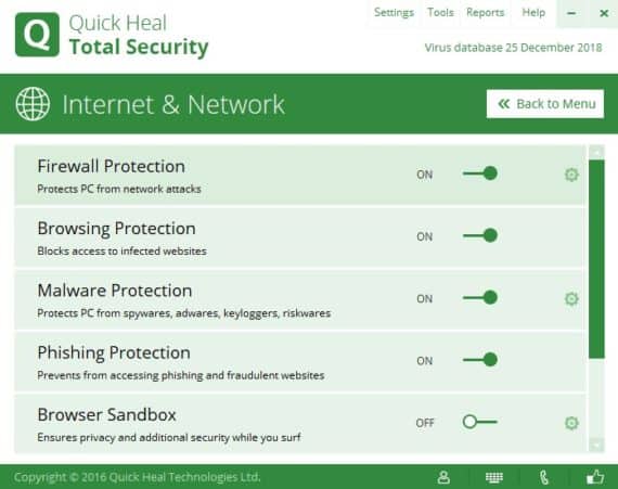 Firewall Protection Settings of Quick Heal