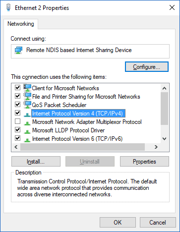 Open Internet Protocol Version 4 (TCP/IPv4) or Internet Protocol Version 6 (TCP/IPv6)