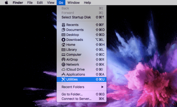 Go to Utilities on Mac