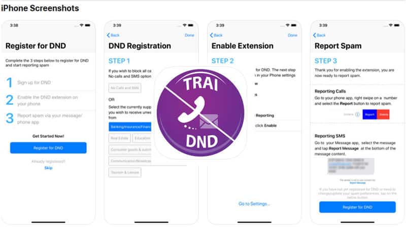 TRAI DND AppScreenshots in Apple Store