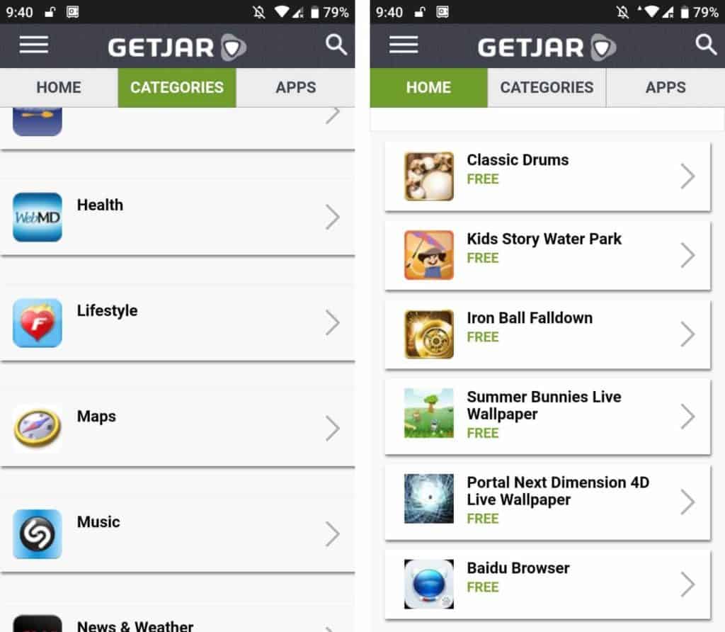 GetJar is an old and trusted Google play store alternative