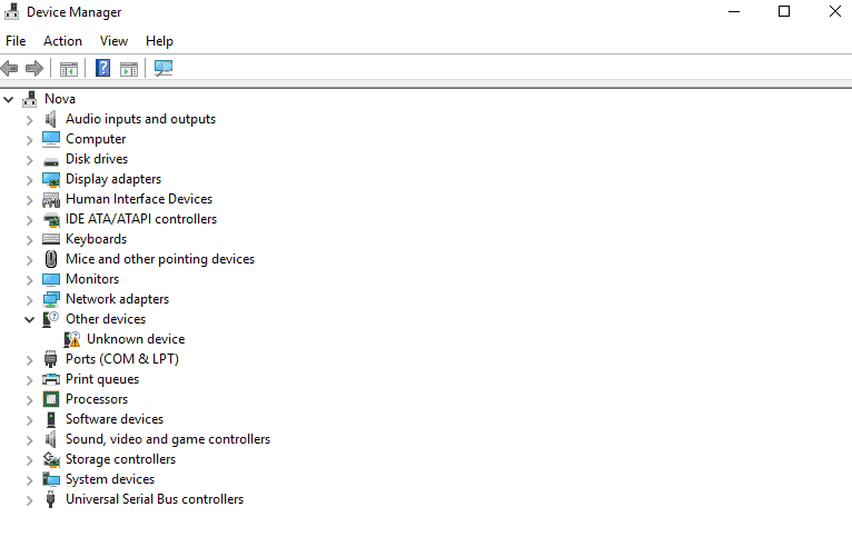 Device Manager Screen in Windows