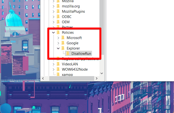 DisallowRun key created under Explorer inside Policies key