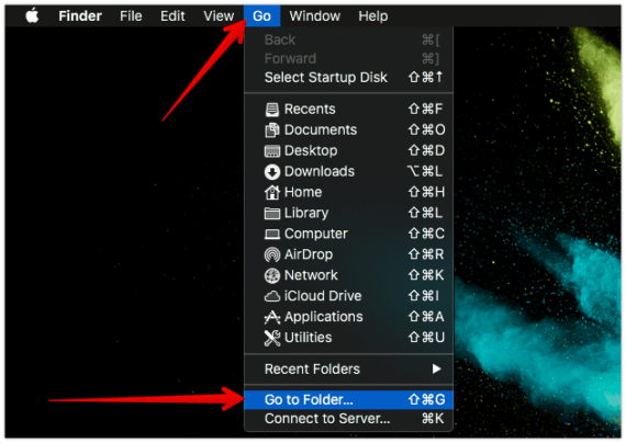 Go to Folder option in Mac