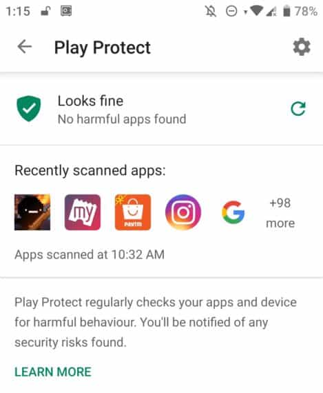 Google Play Protect Settings icon