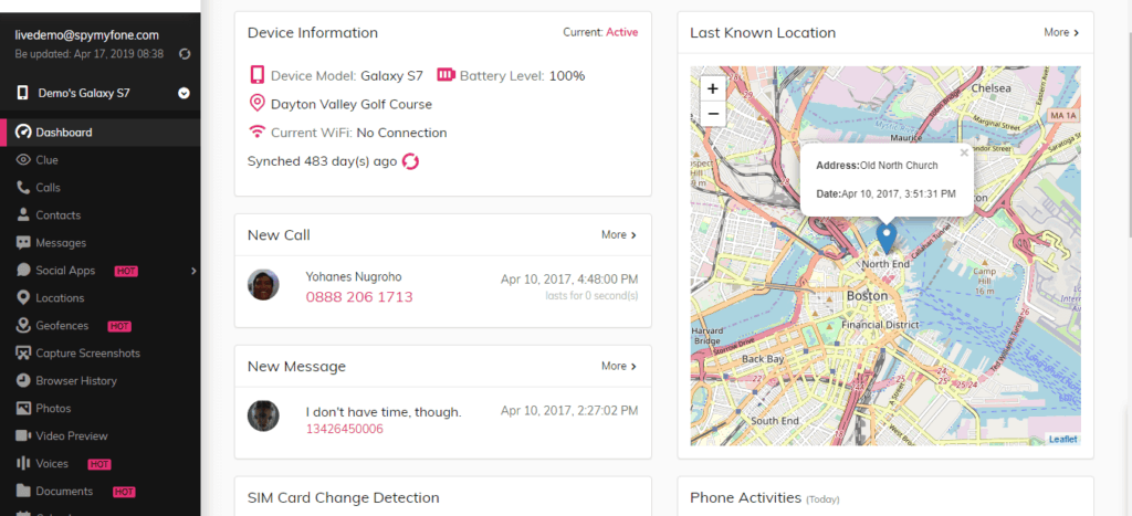 SpyMyFone Dashboard