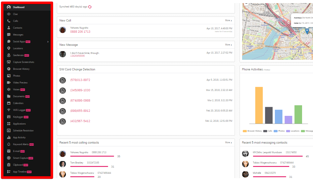 SpyMyFone Dashboard All features