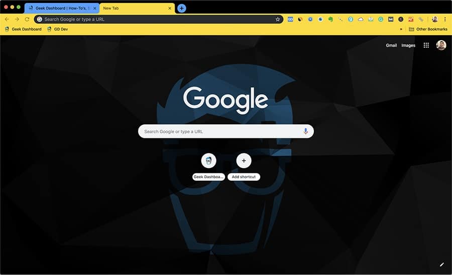 Sfondo Chrome personalizzato