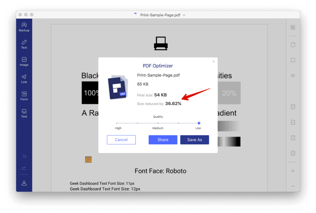 Compress PDF using PDFelement