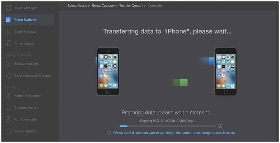 Transferring data to new iPhone 11