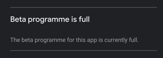 Beta Programme is full