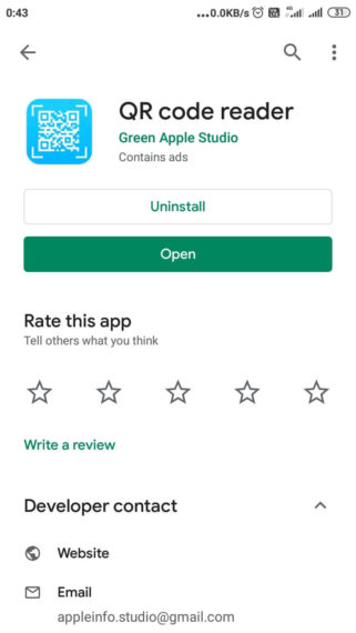 QR Code reader app in Play Store