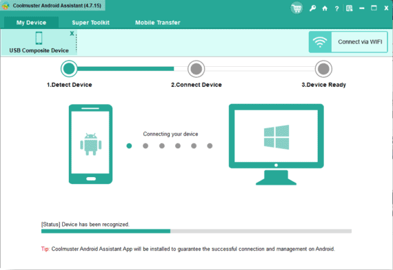 Connect Android Smartphone to Windows via Coolmuster Android Assistant