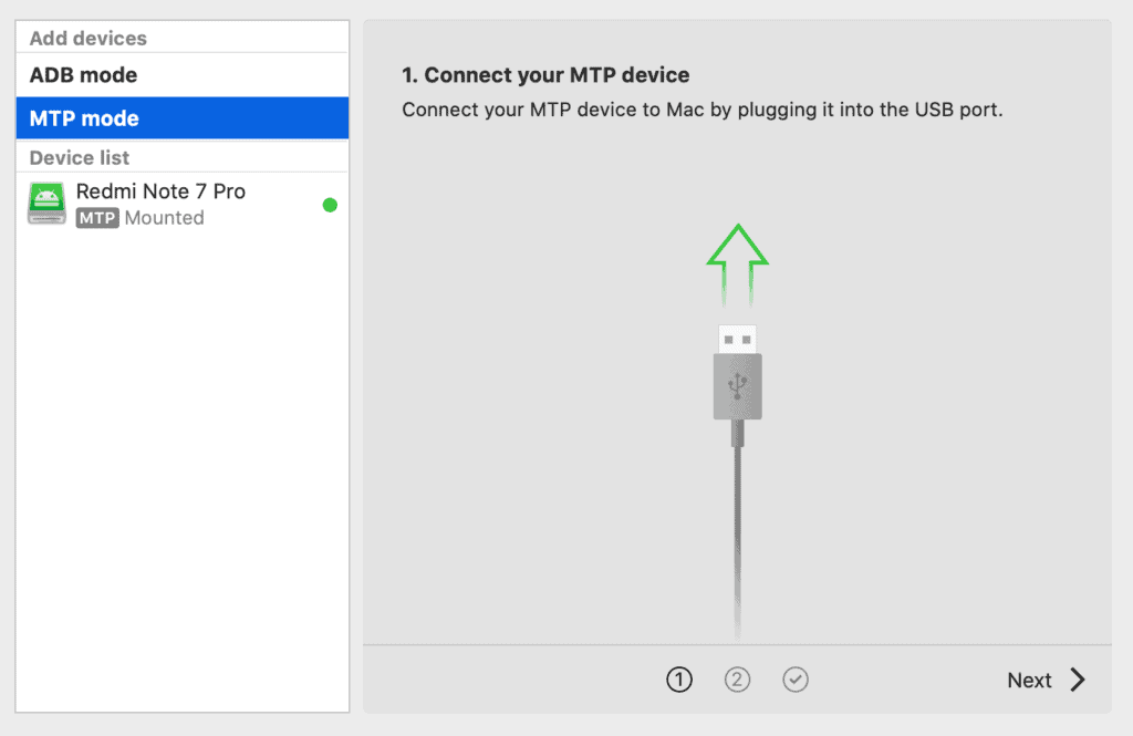MTP Mode in MacDroid