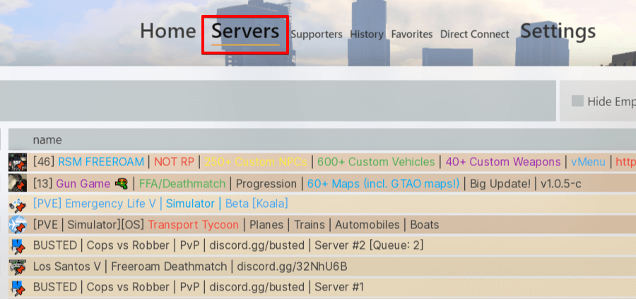 List of FiveM servers