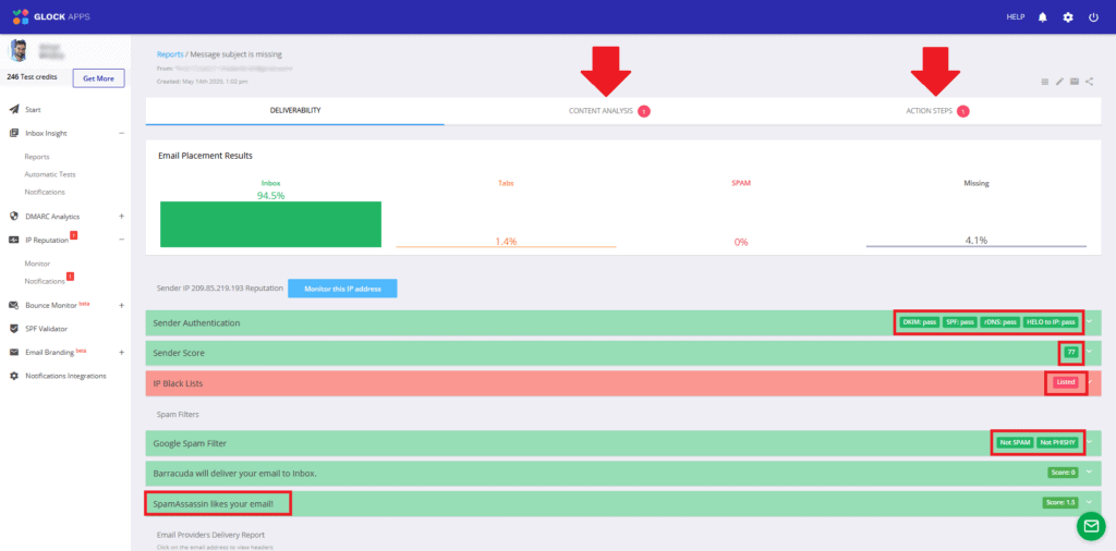 GlockApps Inbox Insight Report