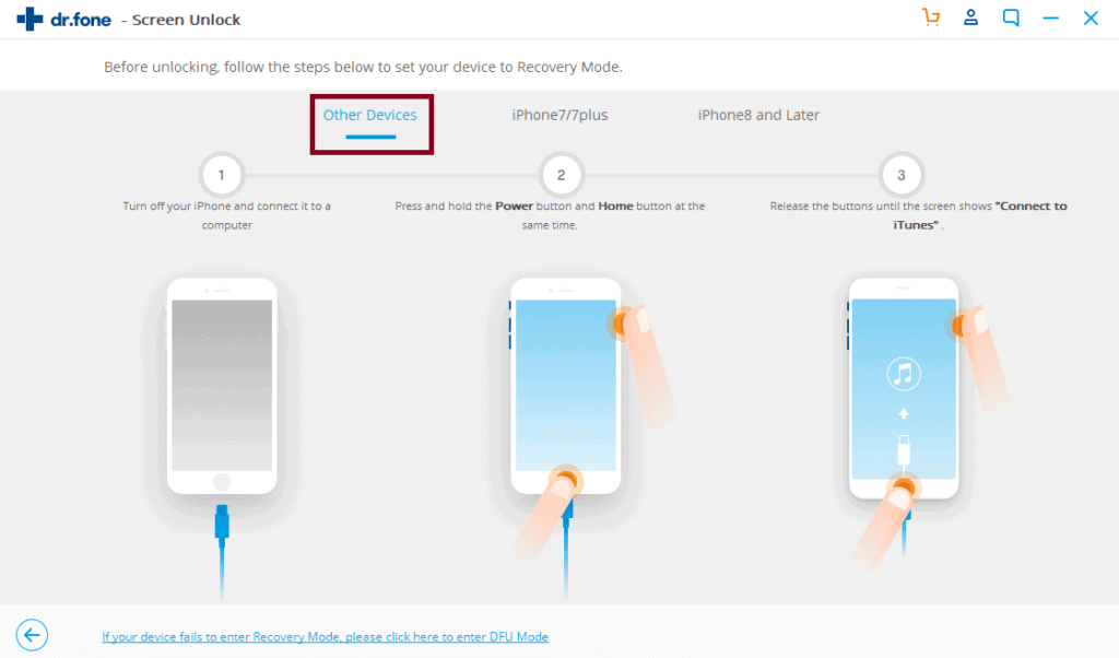 Enter recovery mode in iPhone 6S or earlier