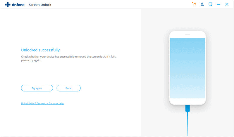 Dr.Fone iPhone Passcode Removal Process Complete