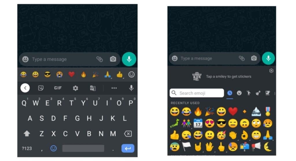 wechat emoji keyboard half screen
