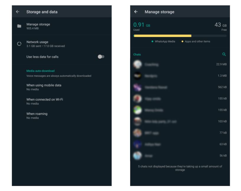 WhatsApp Manage Storage Feature