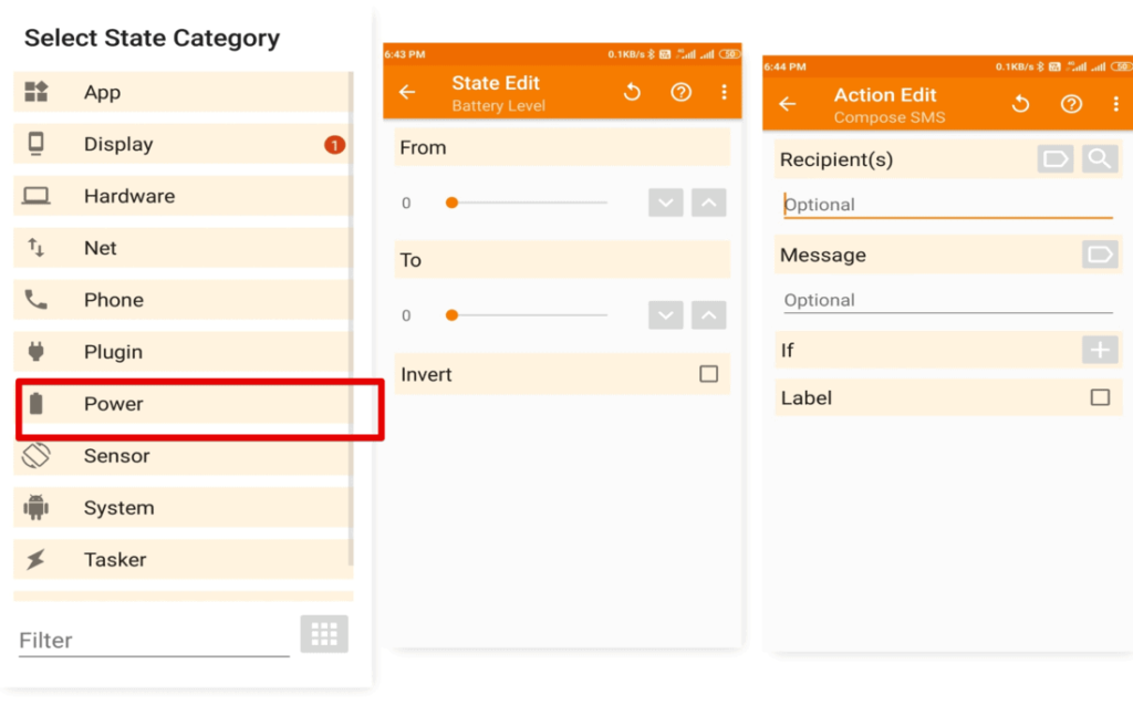 profile settings to alter your family when the phone's battery is low