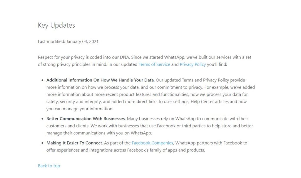 WhatsApp privacy update