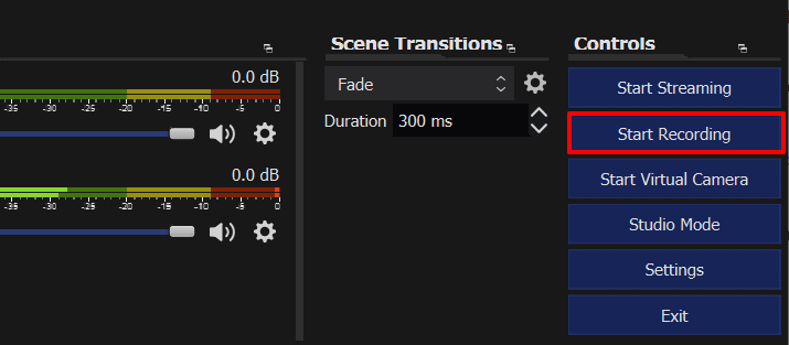 Start Recording in OBS to record Discord audio