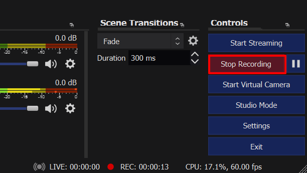 Stop Recording in OBS to record Discord audio