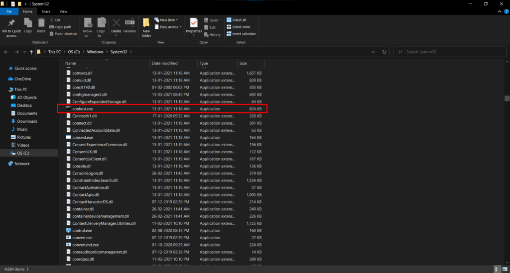 Console Host Window (Conhost) Location