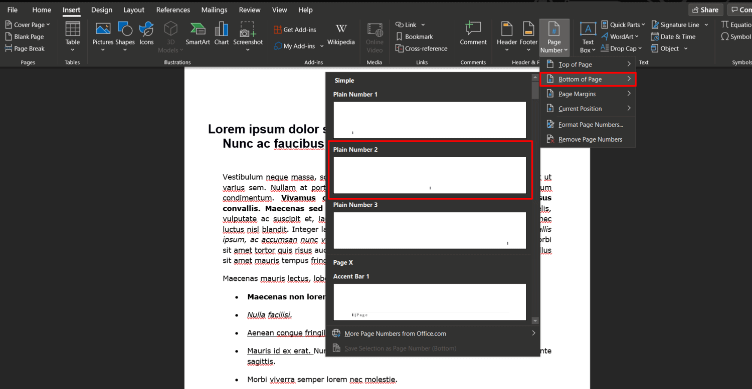 How to Insert Page Numbers in Word - 02