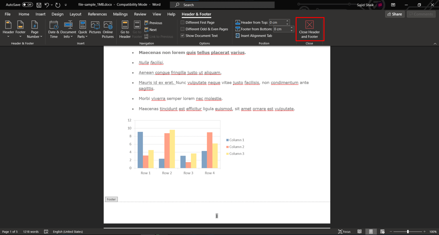 How to Insert Page Numbers in Word - 03